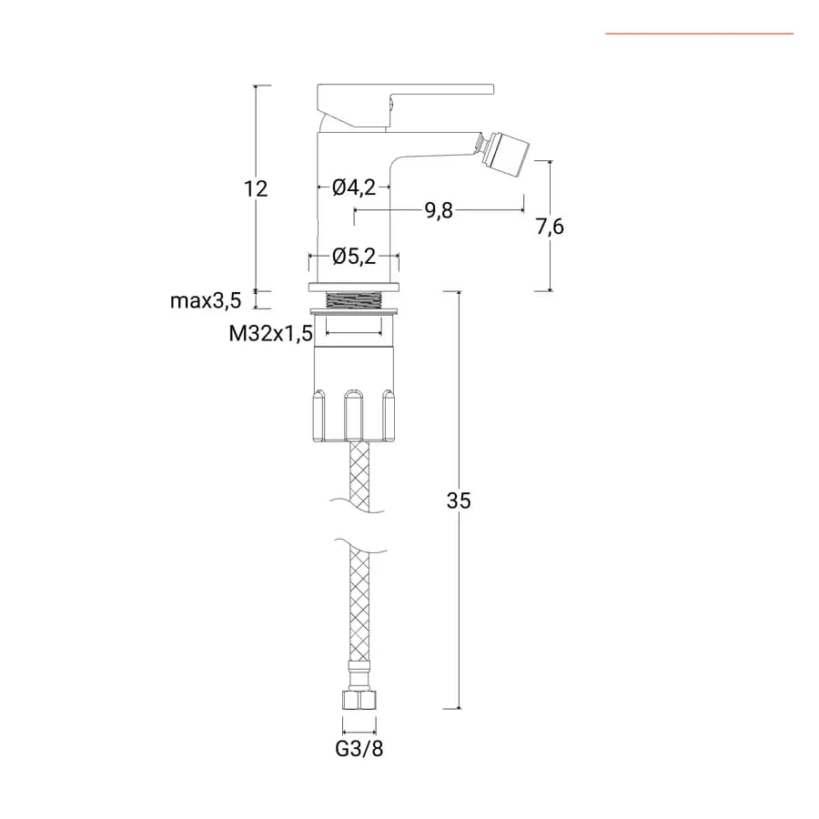 Miscelatore bidet in ottone oro spazzolato anti-impronta - Fluid