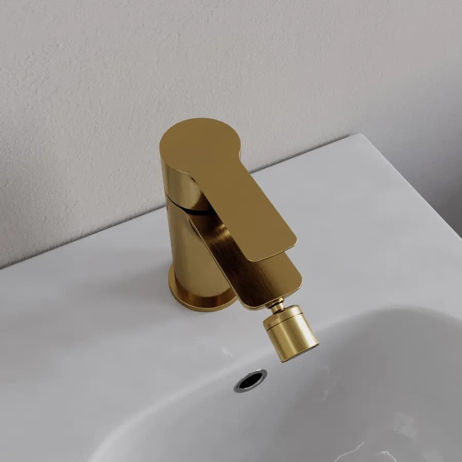 Miscelatore bidet in ottone oro spazzolato anti-impronta - Key