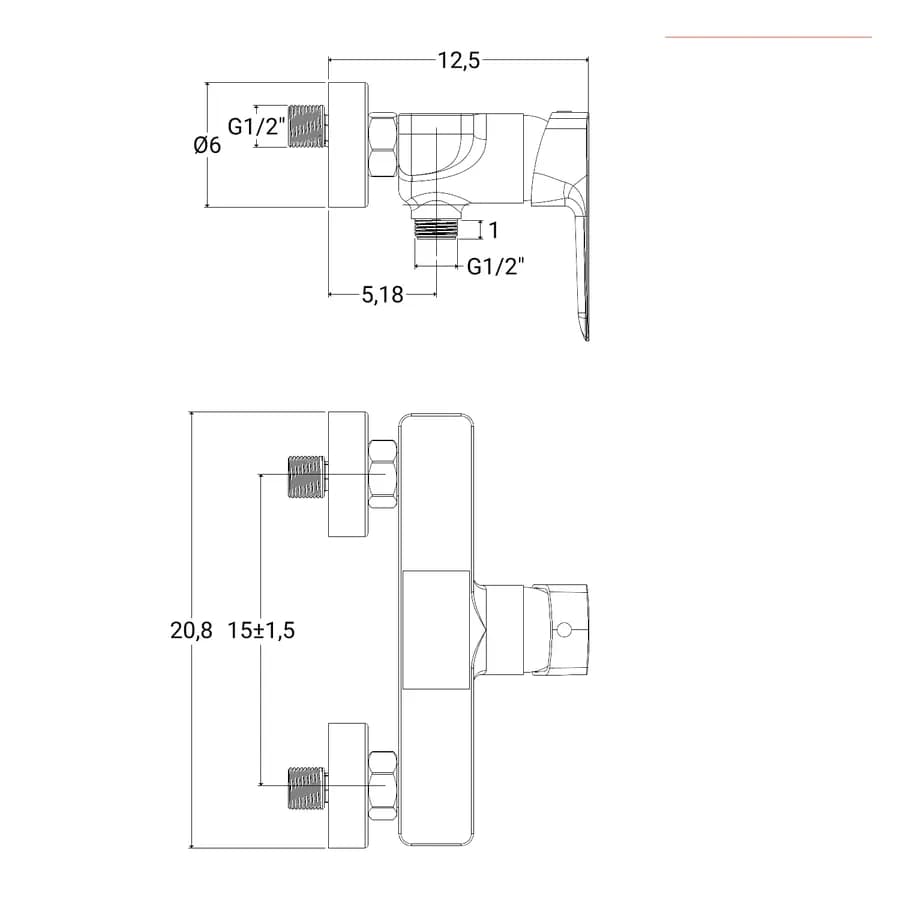 Miscelatore esterno doccia in ottone cromo X9 di Jacuzzi - Rubinetteria