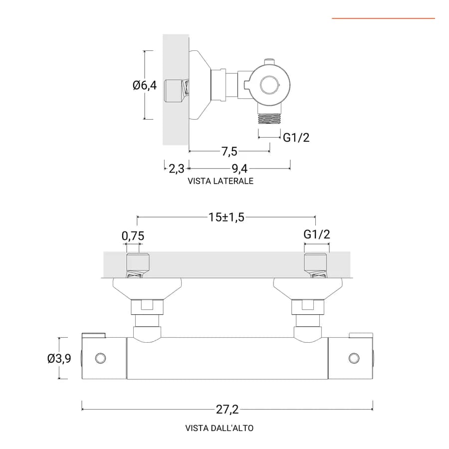Miscelatore esterno doccia termostatico cromo – Lir
