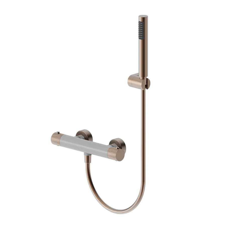 Miscelatore esterno doccia termostatico grigio opaco e rame - Crystal