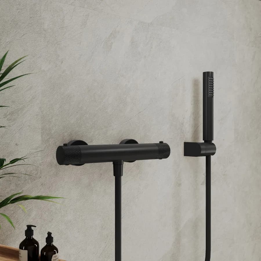 Miscelatore esterno doccia termostatico nero opaco - Crystal