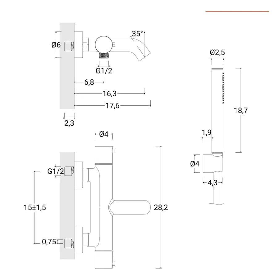 Miscelatore esterno vasca cromo – Ran