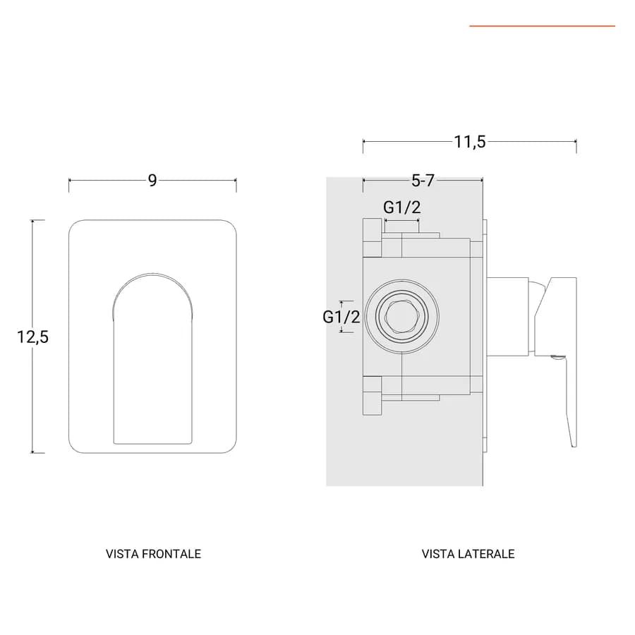 Miscelatore incasso doccia in ottone cromo – Iota
