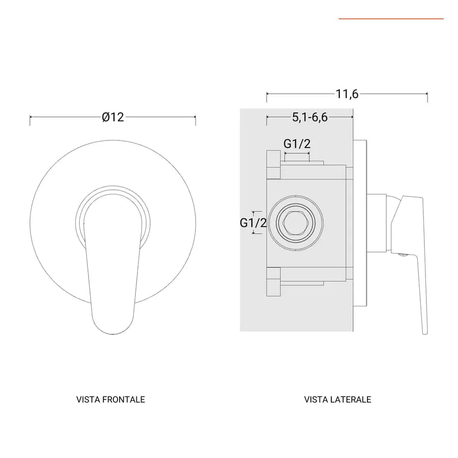 Miscelatore incasso doccia in ottone cromo – Lir