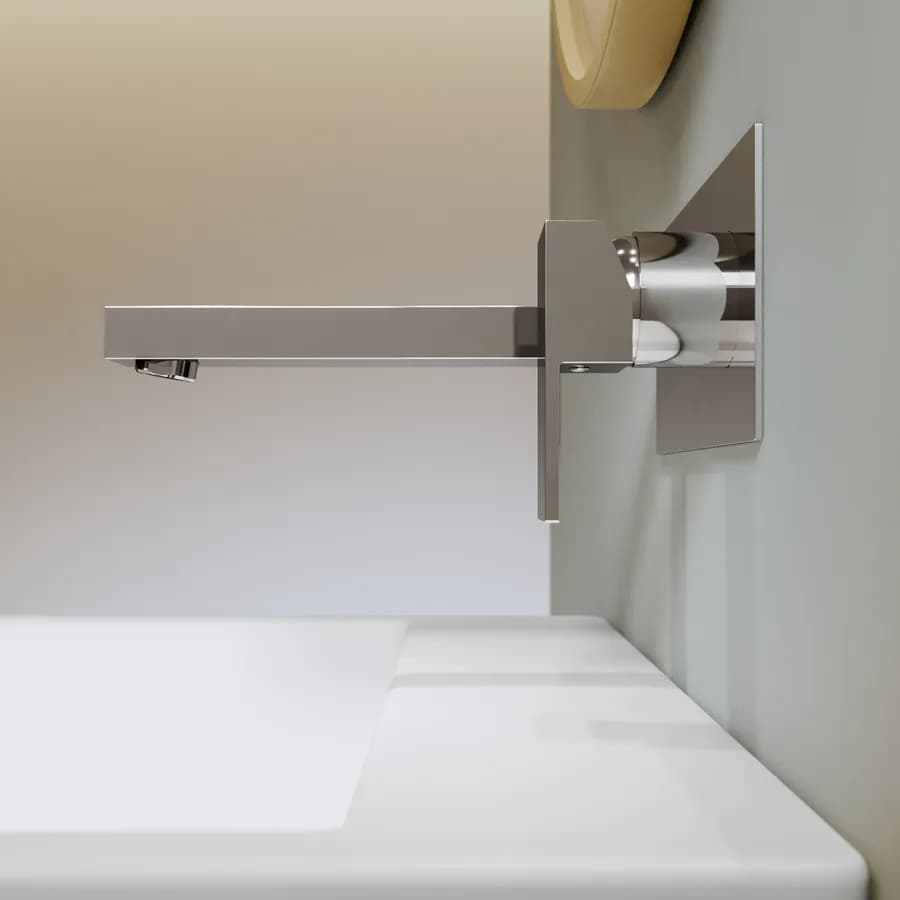 Miscelatore lavabo a muro canna 20 cm con piastra cromo – Kyria