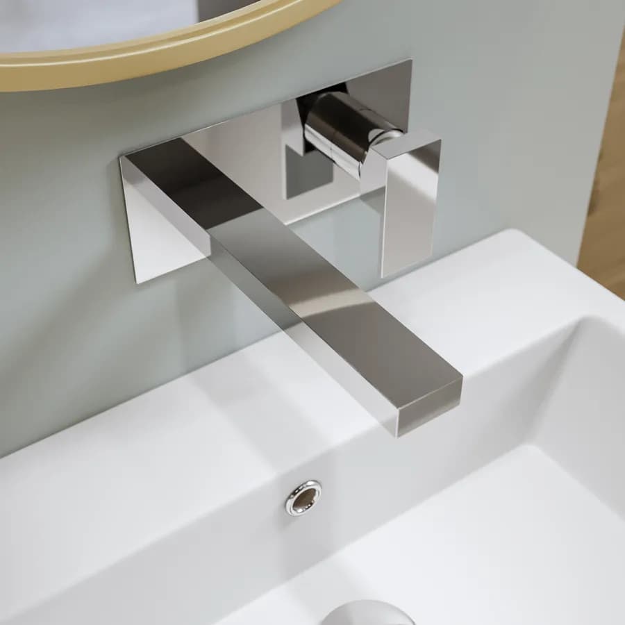 Miscelatore lavabo a muro canna 20 cm con piastra cromo – Kyria