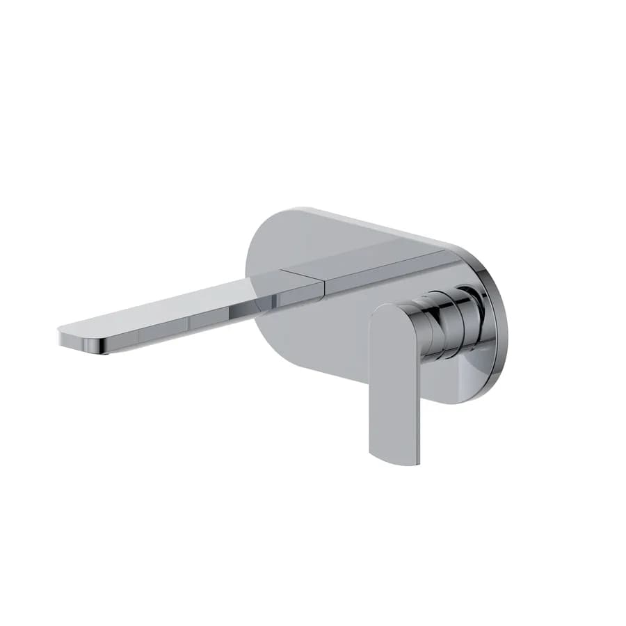 Miscelatore lavabo a muro canna 20 cm con piastra cromo – Fluid