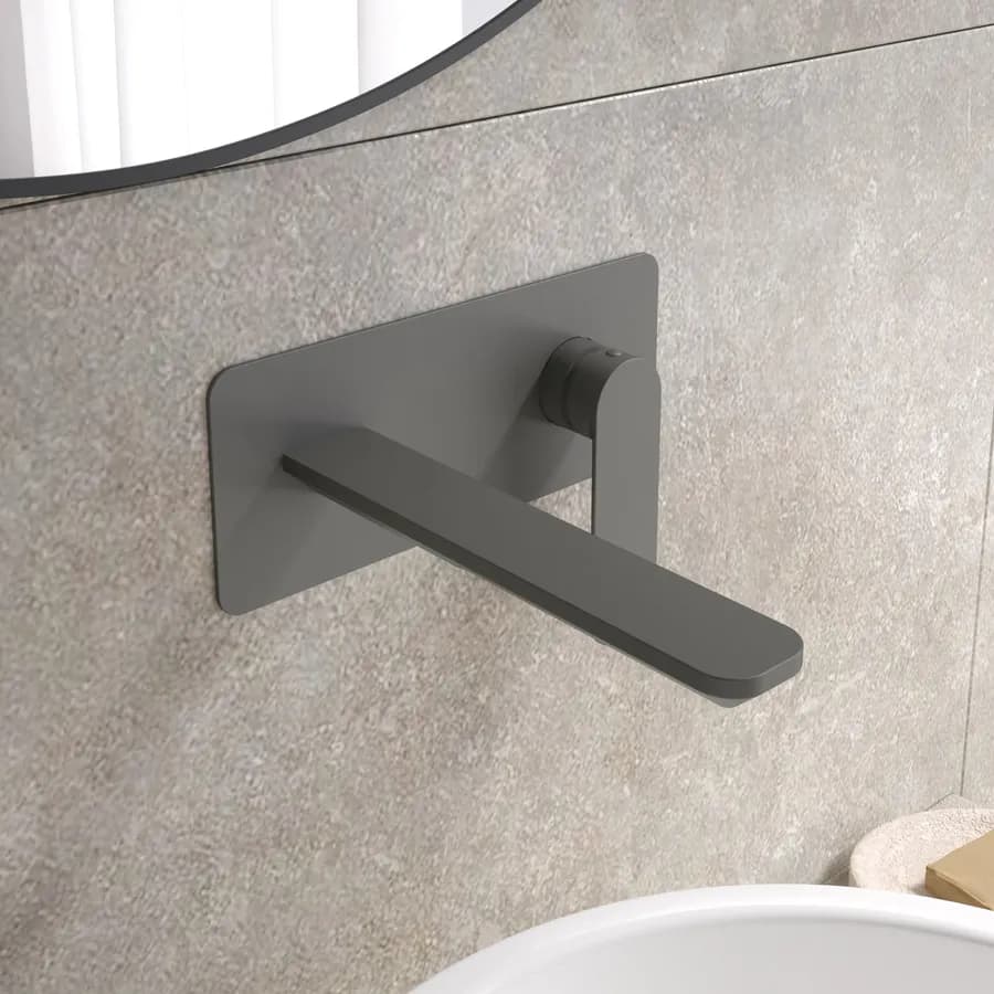 Miscelatore lavabo a muro canna 20 cm con piastra fango - Fusion