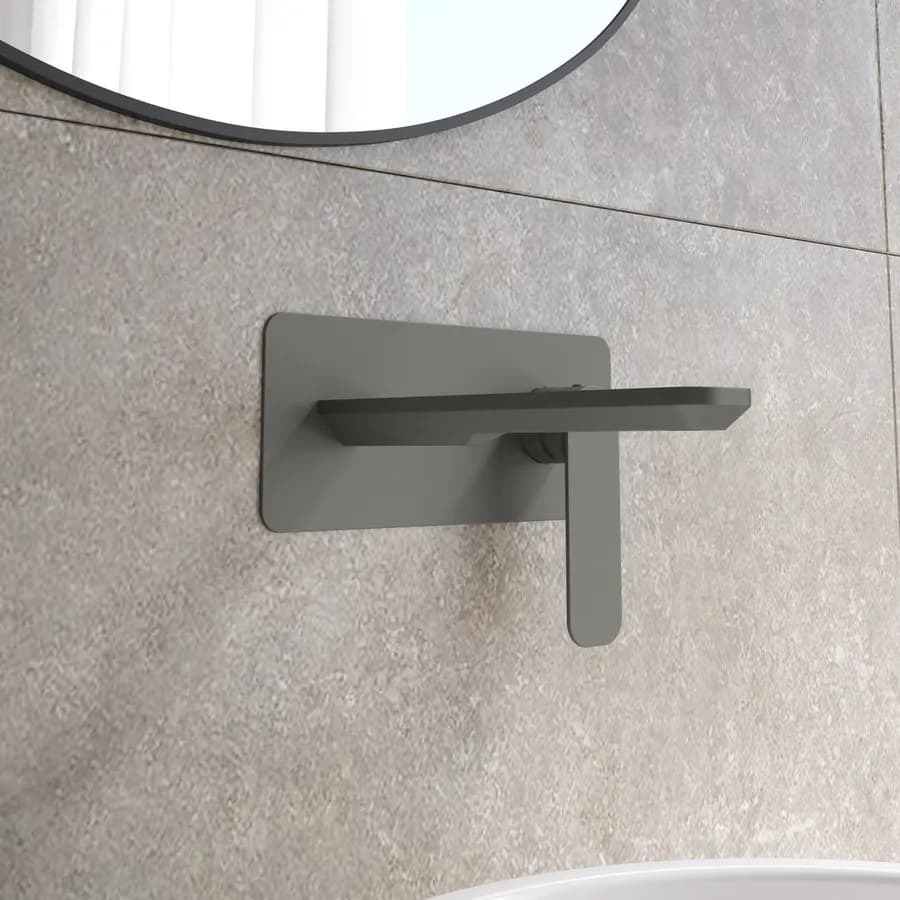 Miscelatore lavabo a muro canna 20 cm con piastra fango - Fusion