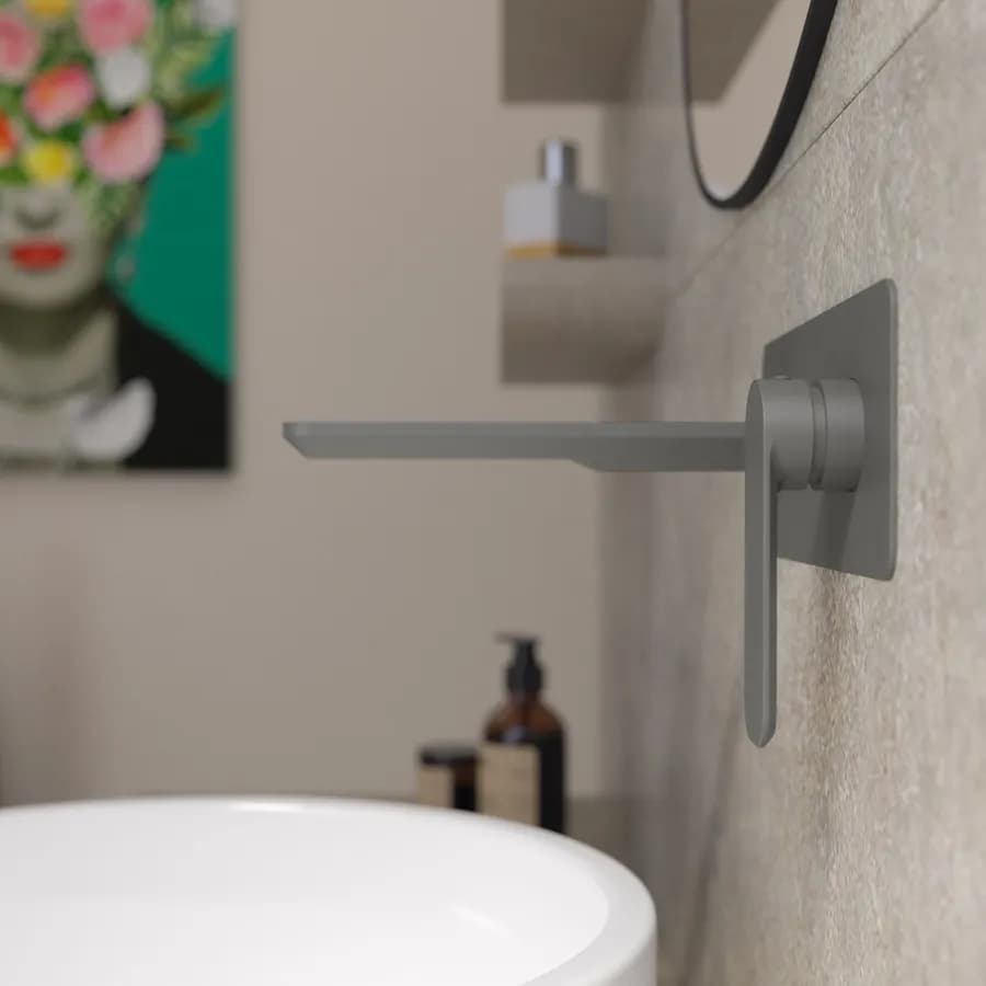 Miscelatore lavabo a muro canna 20 cm con piastra fango - Fusion