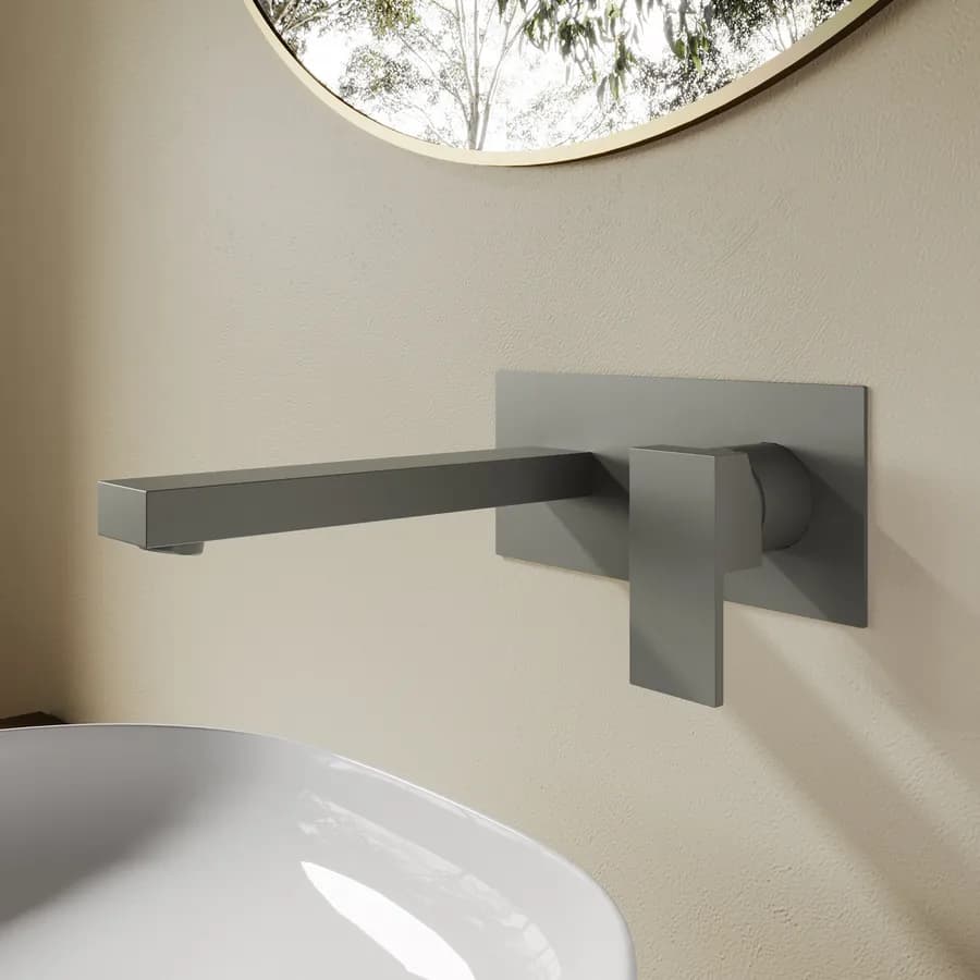Miscelatore lavabo a muro canna 20 cm con piastra fango - Kyria