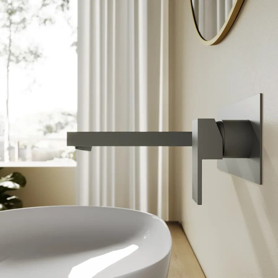 Miscelatore lavabo a muro canna 20 cm con piastra fango - Kyria