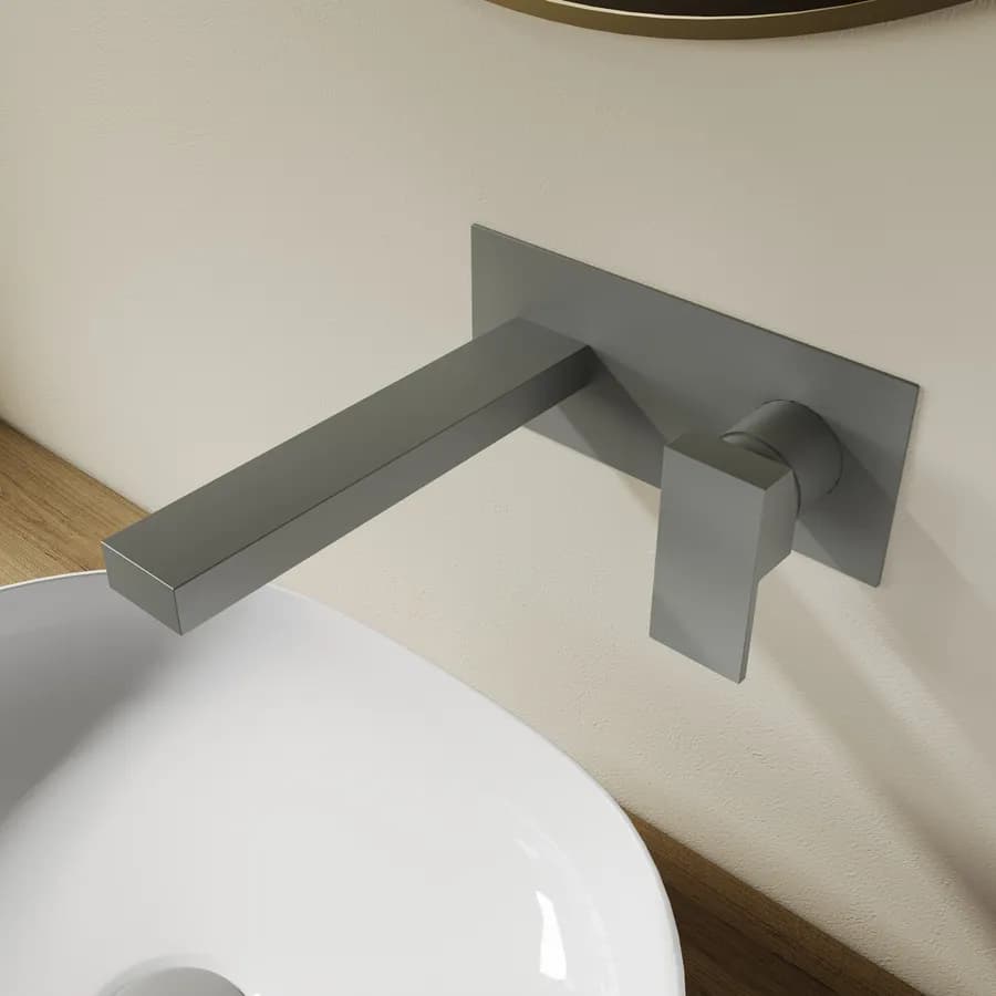 Miscelatore lavabo a muro canna 20 cm con piastra fango - Kyria
