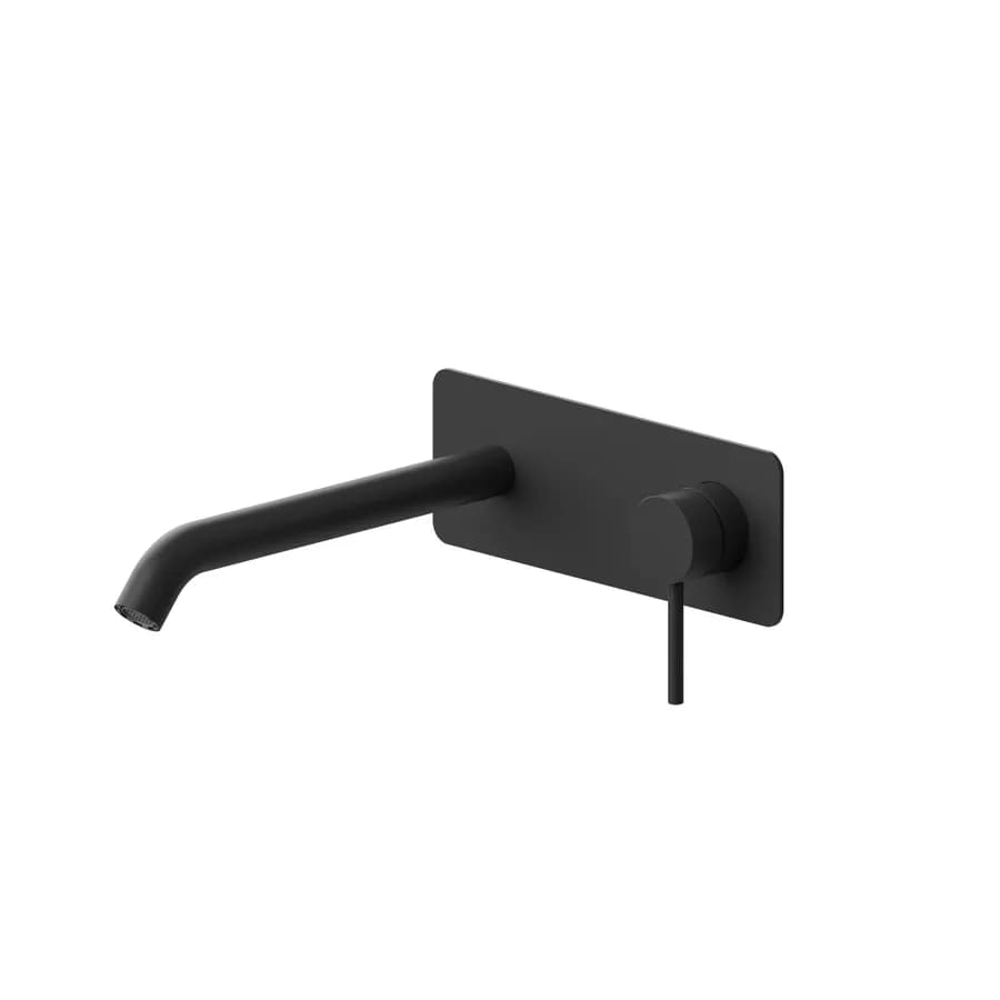 Miscelatore lavabo a muro canna 20 cm con piastra nero opaco – Ran