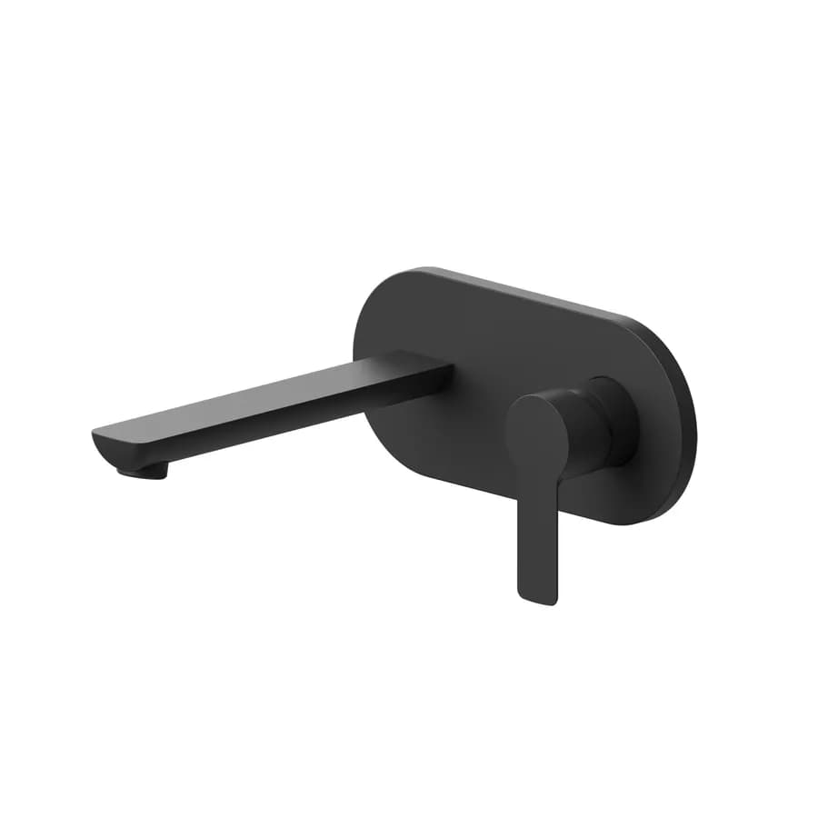Miscelatore lavabo a muro canna 20 cm con piastra nero opaco – Key