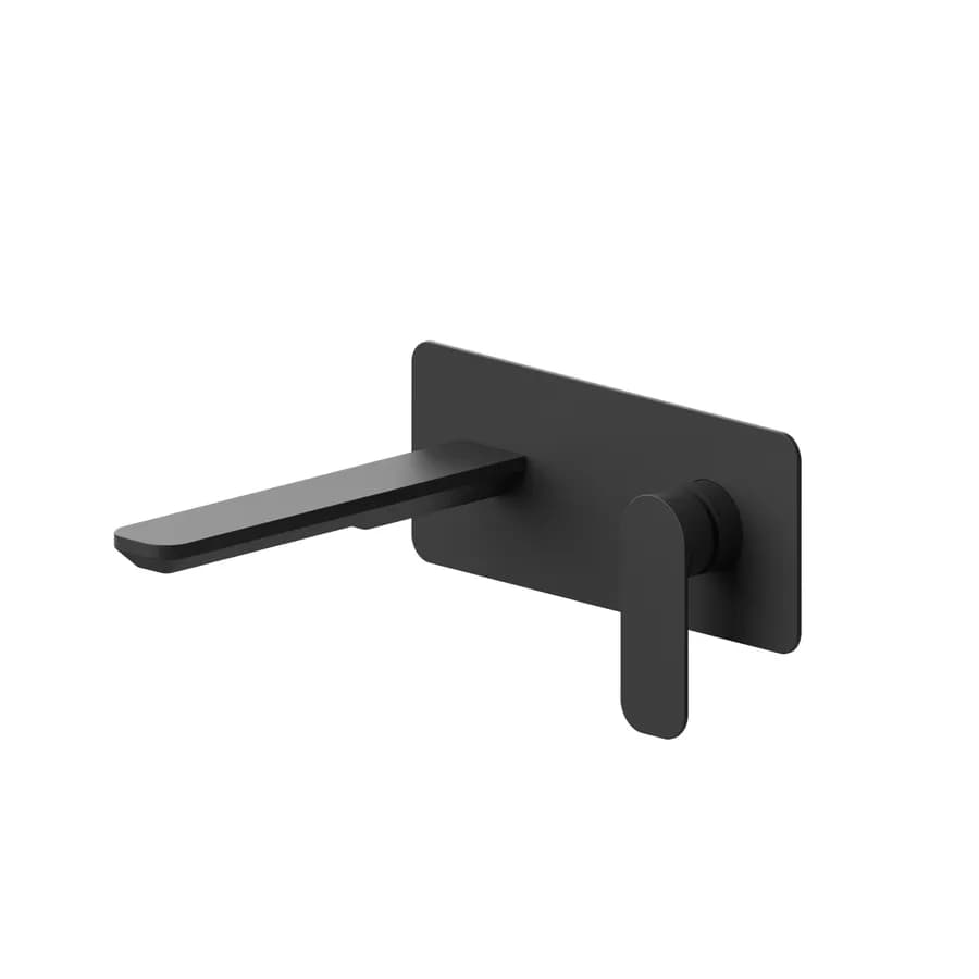 Miscelatore lavabo a muro canna 20 cm con piastra nero opaco – Fusion