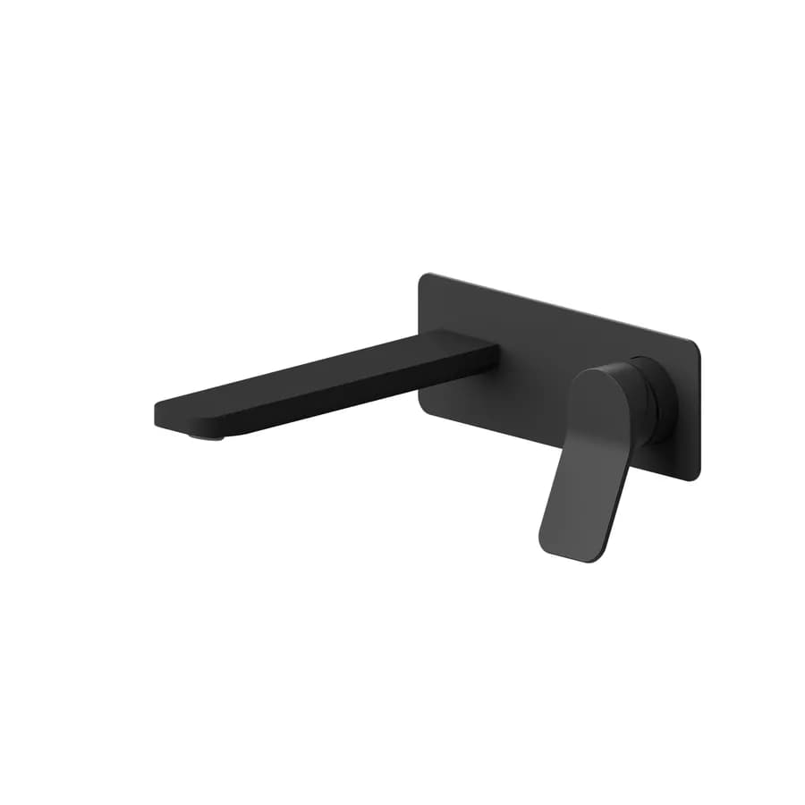 Miscelatore lavabo a muro canna 20 cm con piastra nero opaco – Wing