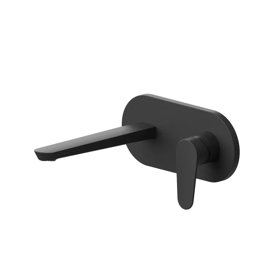 Miscelatore lavabo a muro canna 20 cm con piastra nero opaco – Lir