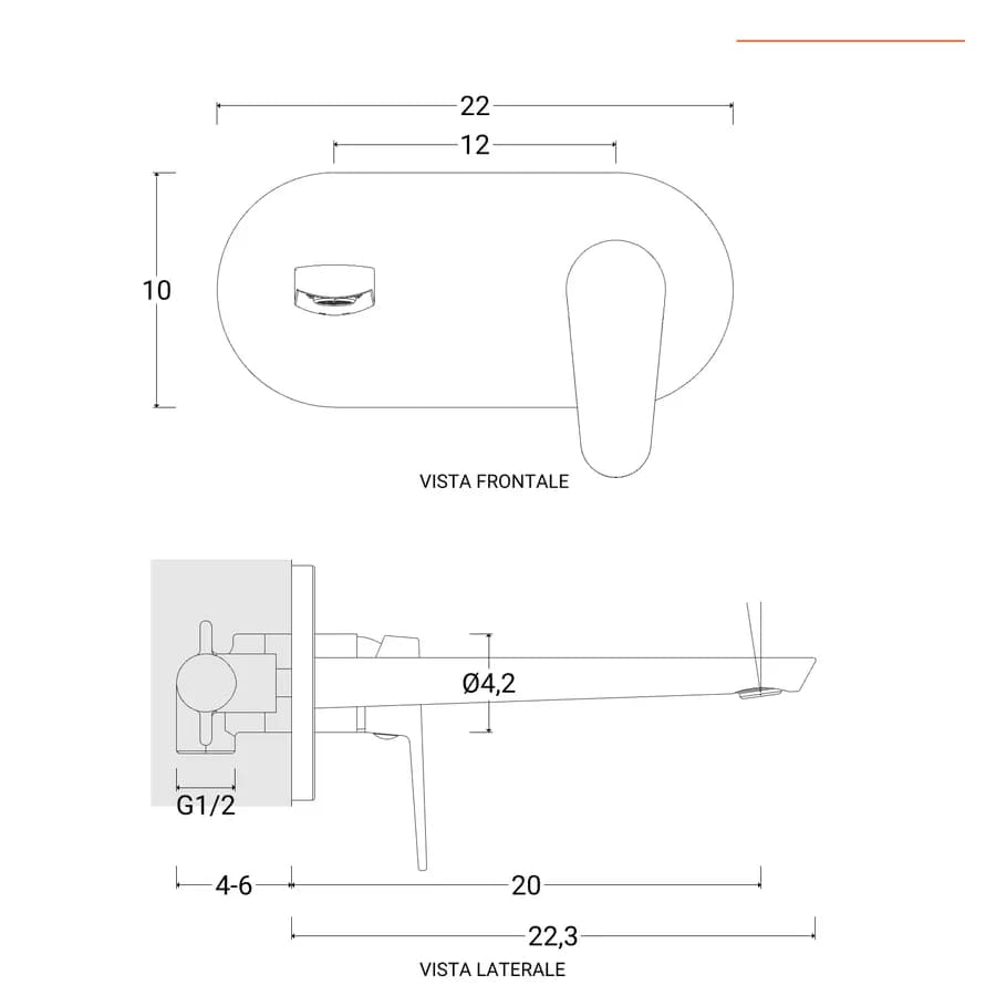 Miscelatore lavabo a muro canna 20 cm con piastra nero opaco – Lir