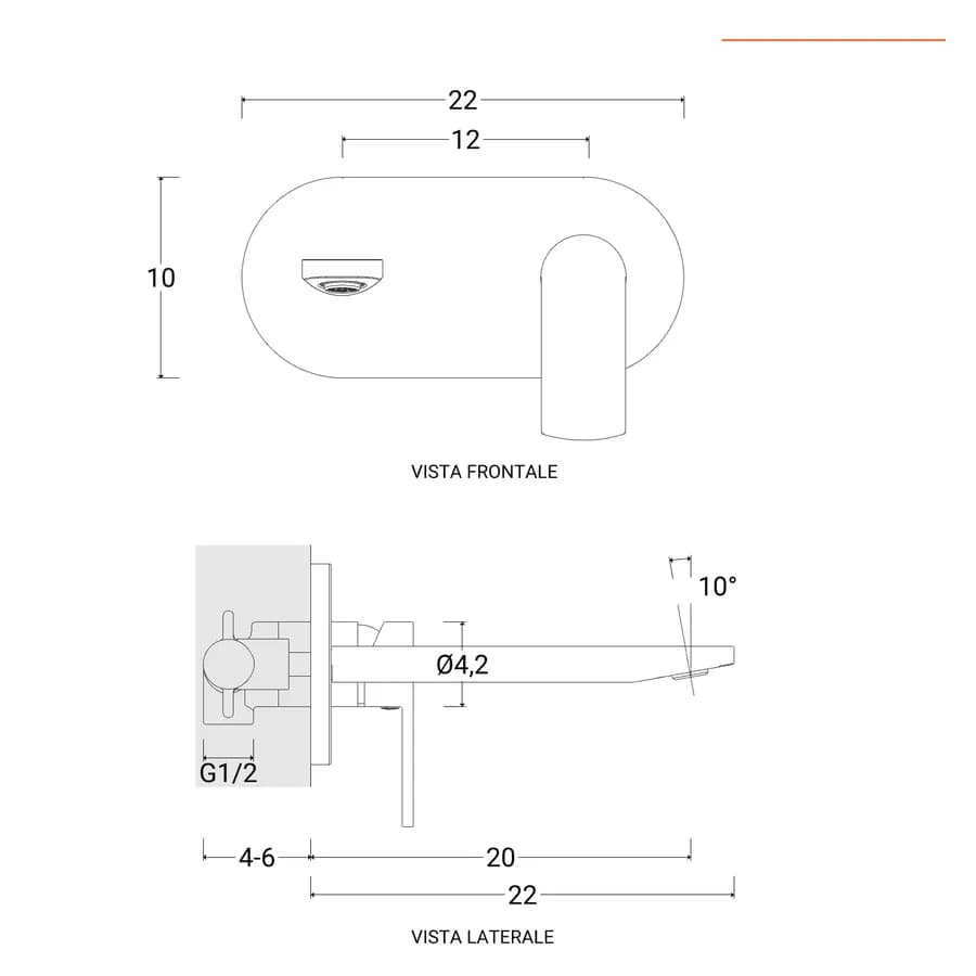 Miscelatore lavabo a muro canna 20 cm con piastra nero opaco – Fluid