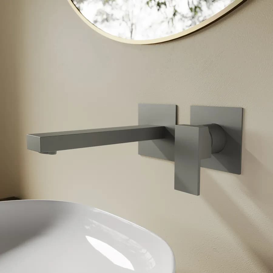 Miscelatore lavabo a muro canna 20 cm fango - Kyria