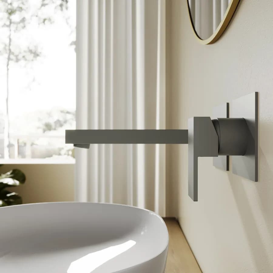 Miscelatore lavabo a muro canna 20 cm fango - Kyria