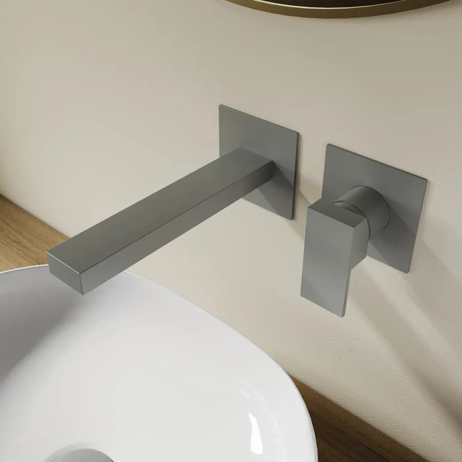 Miscelatore lavabo a muro canna 20 cm fango - Kyria