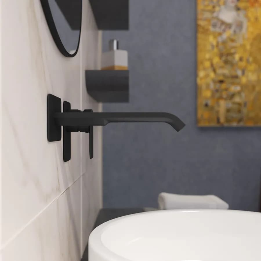 Miscelatore lavabo a muro canna 20 cm nero opaco – Iota