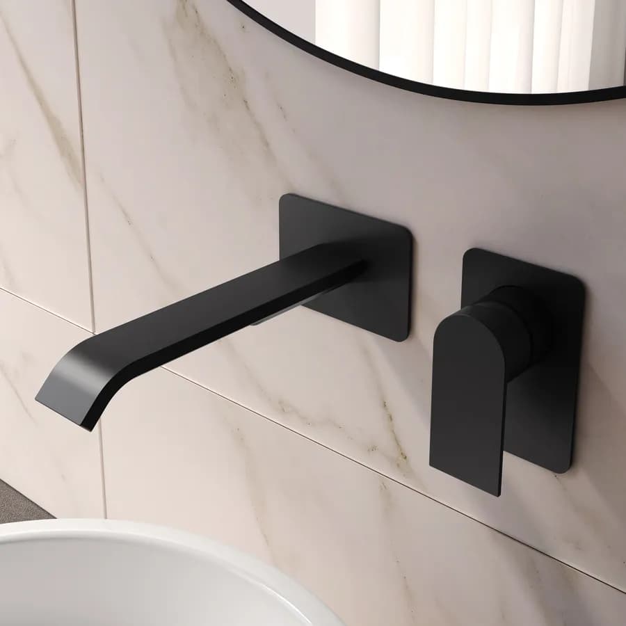 Miscelatore lavabo a muro canna 20 cm nero opaco – Iota