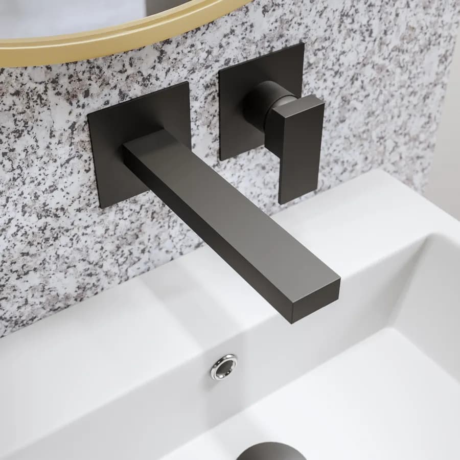 Miscelatore lavabo a muro canna 20 cm nero opaco – Kyria