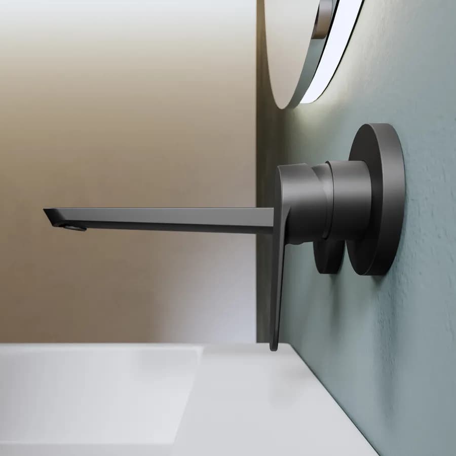 Miscelatore lavabo a muro canna 20 cm nero opaco – Lir