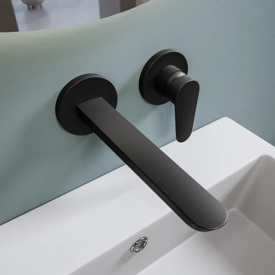Miscelatore lavabo a muro canna 20 cm nero opaco – Lir