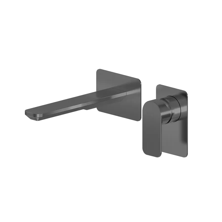 Miscelatore lavabo a muro canna 20 cm nero spazzolato anti-impronta - Fusion