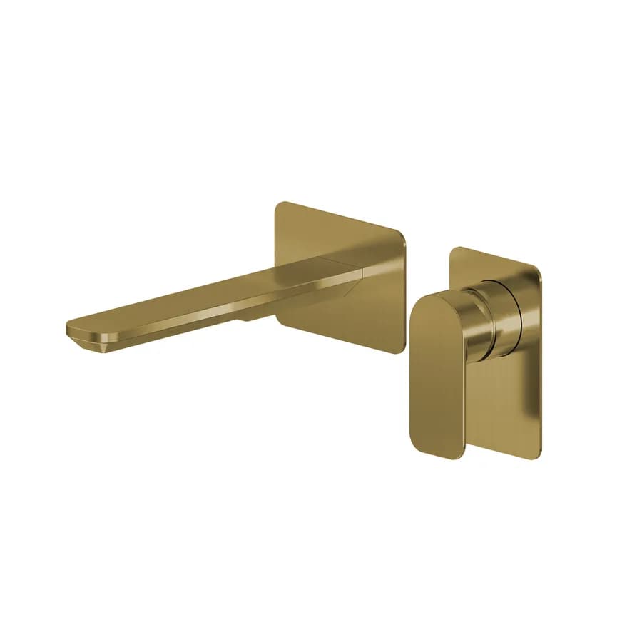 Miscelatore lavabo a muro canna 20 cm oro spazzolato anti-impronta - Fusion