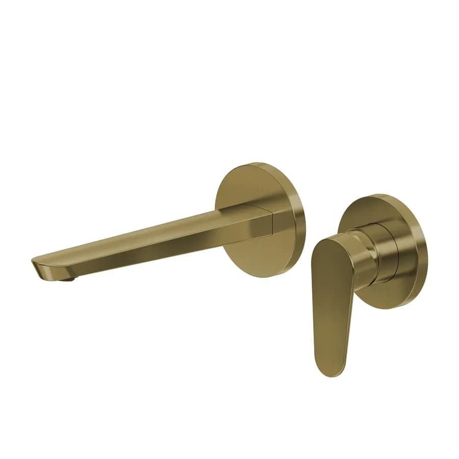 Miscelatore lavabo a muro canna 20 cm oro spazzolato anti-impronta - Lir