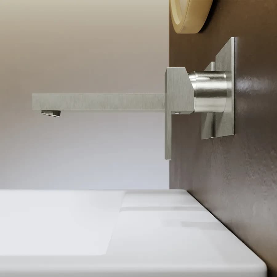 Miscelatore lavabo a muro canna 20 cm spazzolato – Kyria