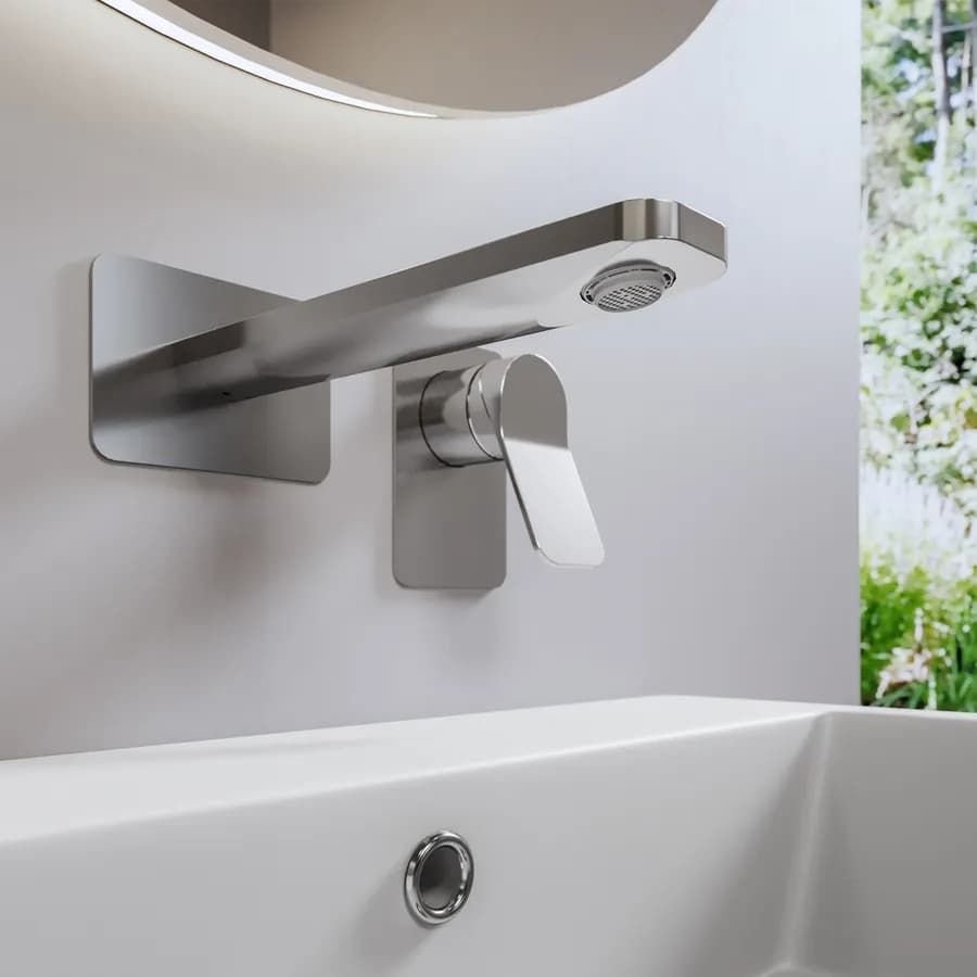 Miscelatore lavabo a muro canna 25 cm cromo– Wing