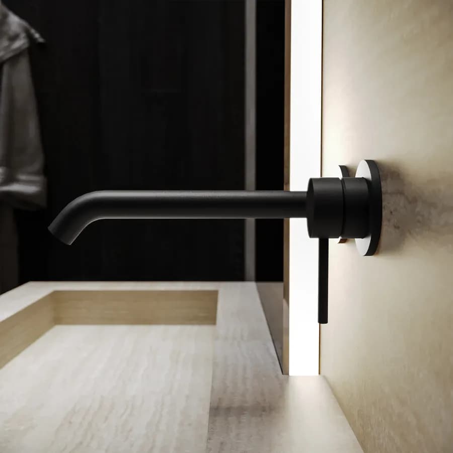 Miscelatore lavabo a muro canna 25 cm nero opaco – Ran