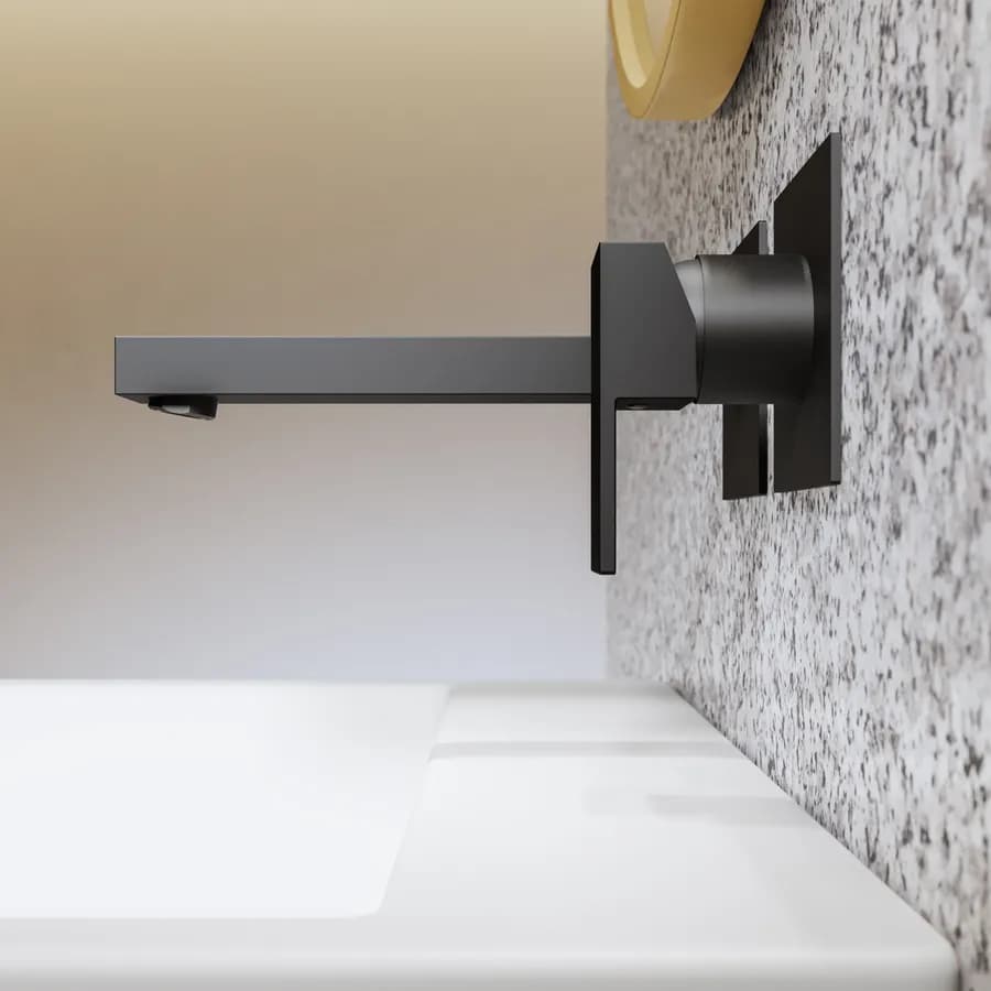 Miscelatore lavabo a muro canna 25 cm nero opaco – Kyria