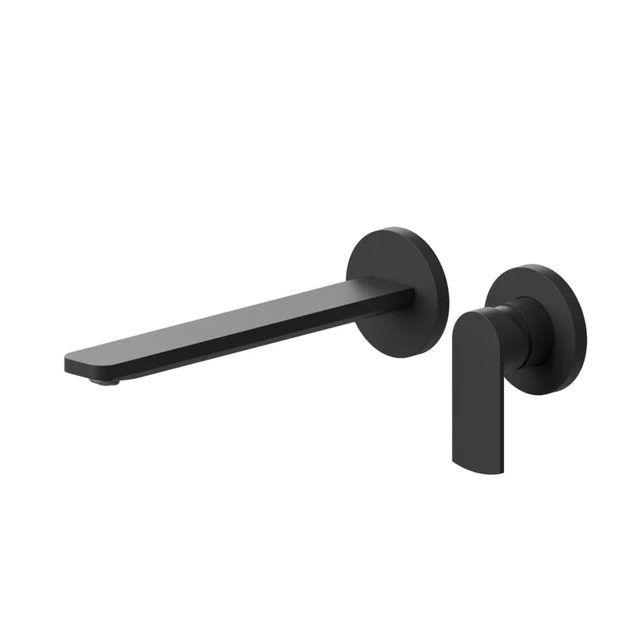Miscelatore lavabo a muro canna 25 cm nero opaco – Fluid