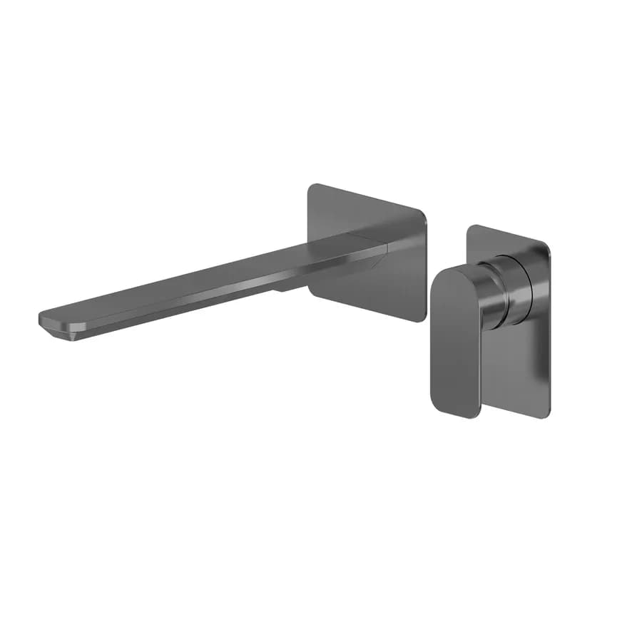 Miscelatore lavabo a muro canna 25 cm nero spazzolato anti-impronta - Fusion