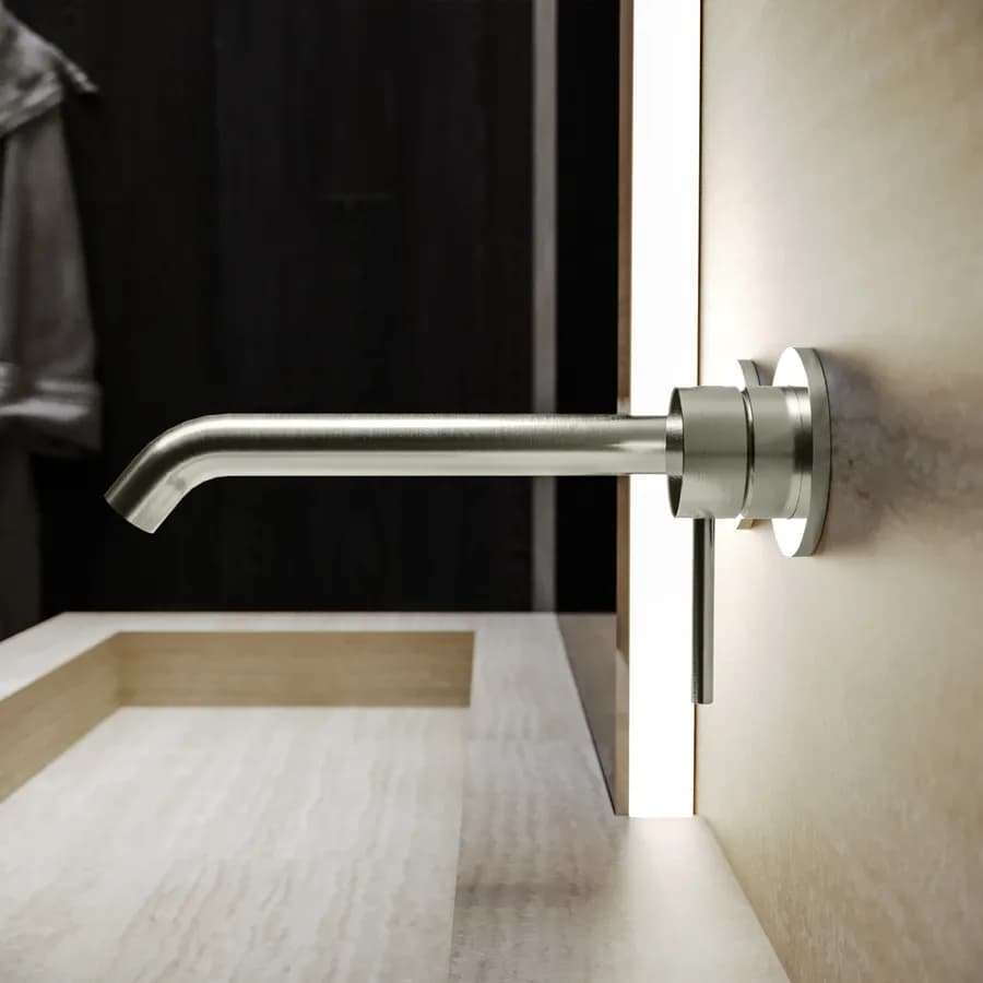 Miscelatore lavabo a muro canna 25 cm spazzolato – Ran