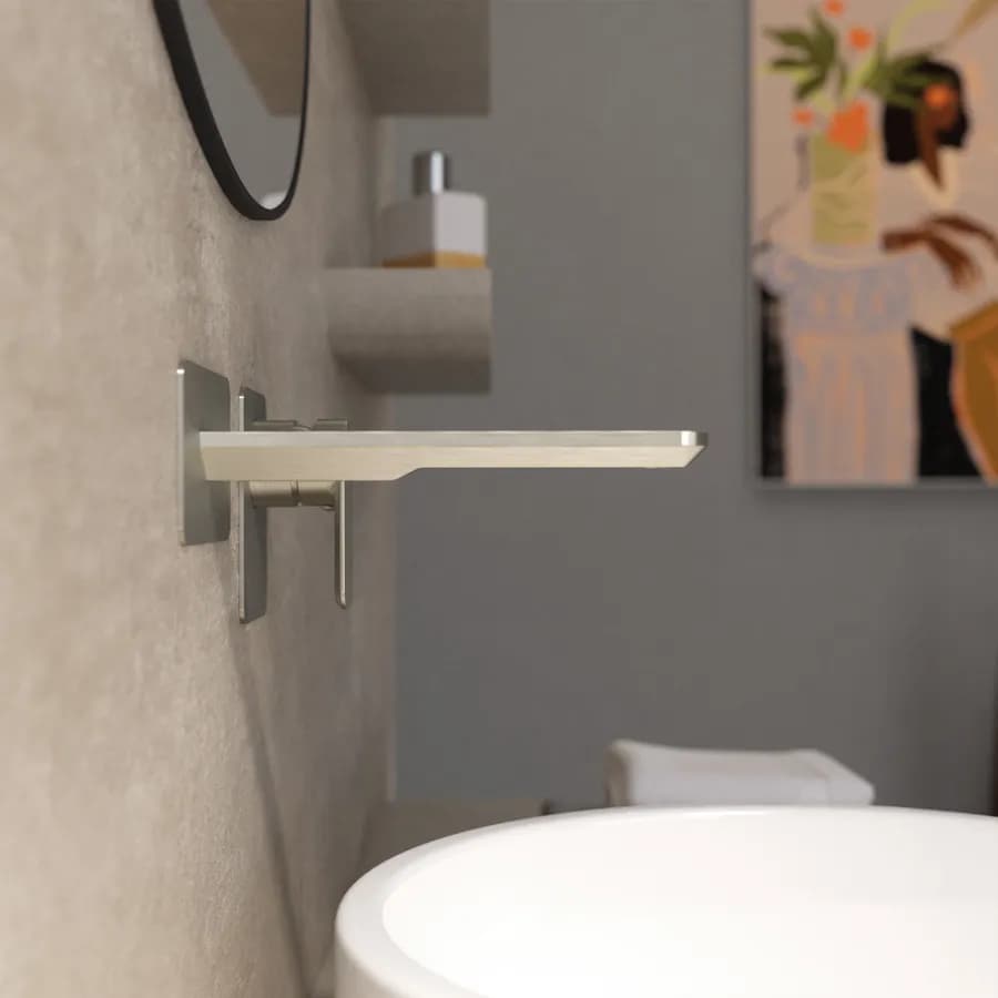 Miscelatore lavabo a muro canna 25 cm spazzolato – Fusion