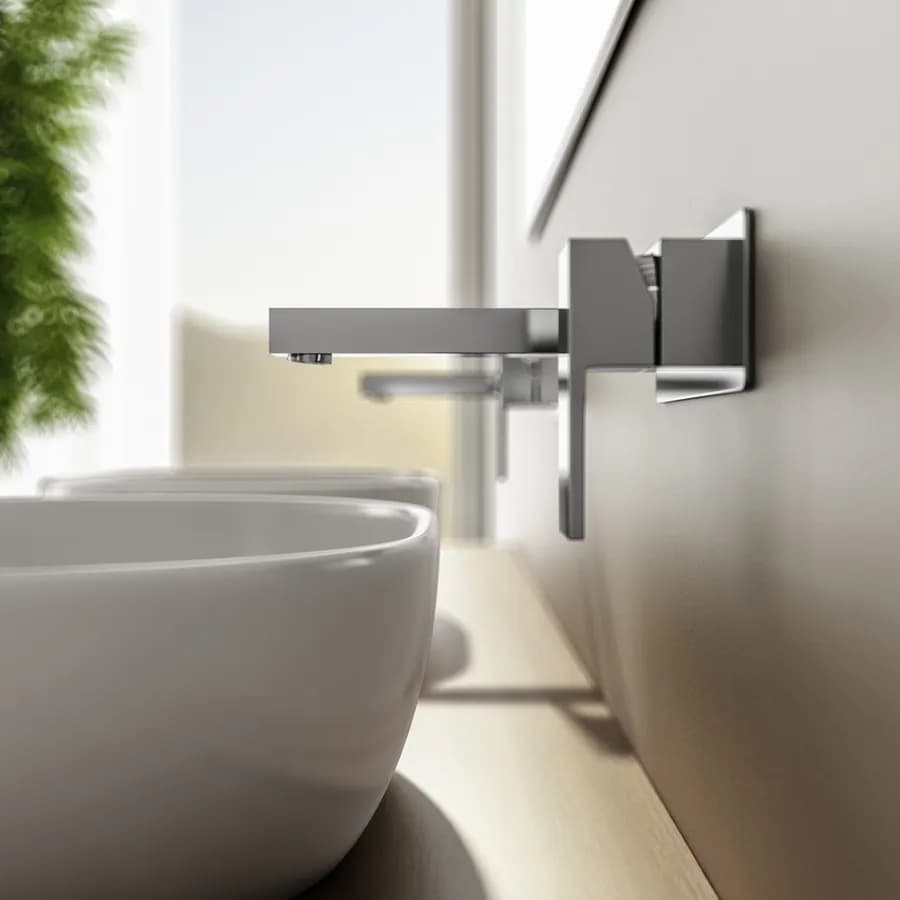 Miscelatore lavabo a muro con piastra cromo - Tiamat