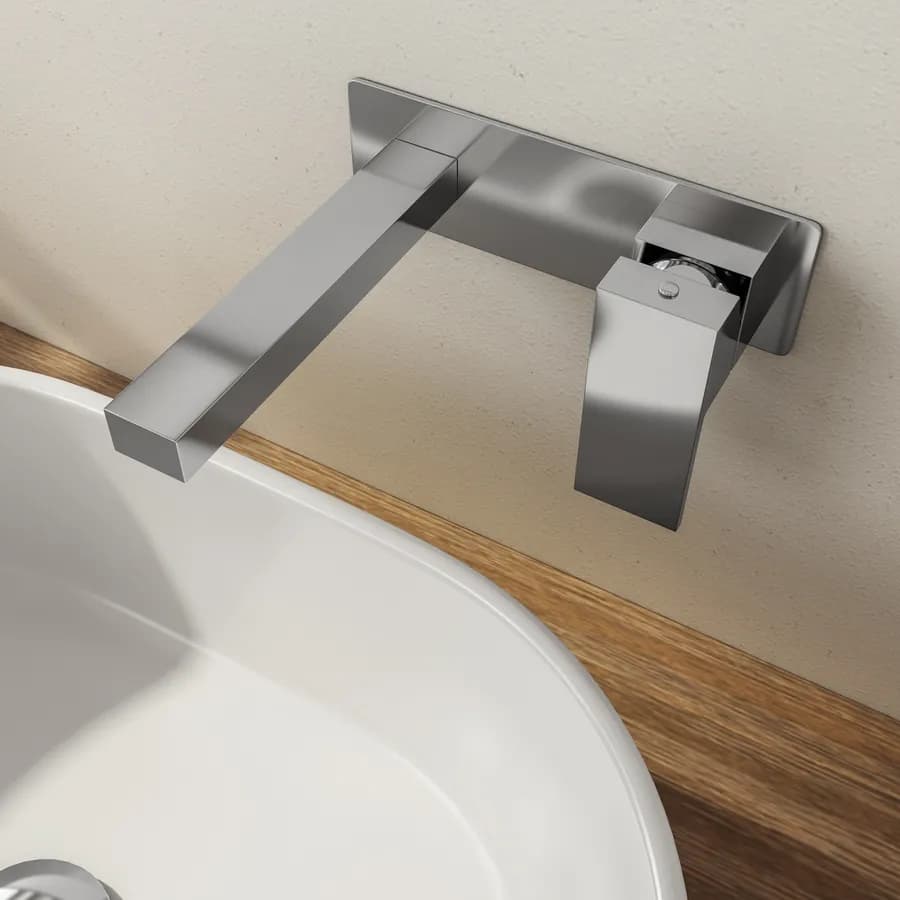 Miscelatore lavabo a muro con piastra cromo - Tiamat