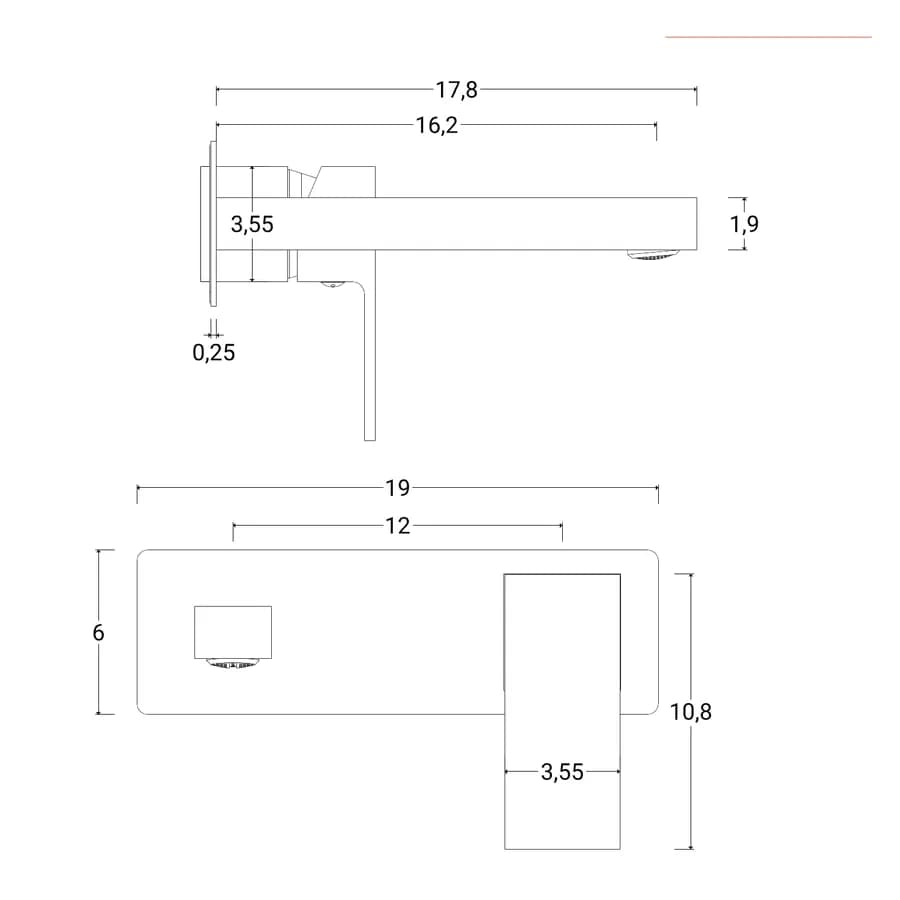 Miscelatore lavabo a muro con piastra cromo - Tiamat