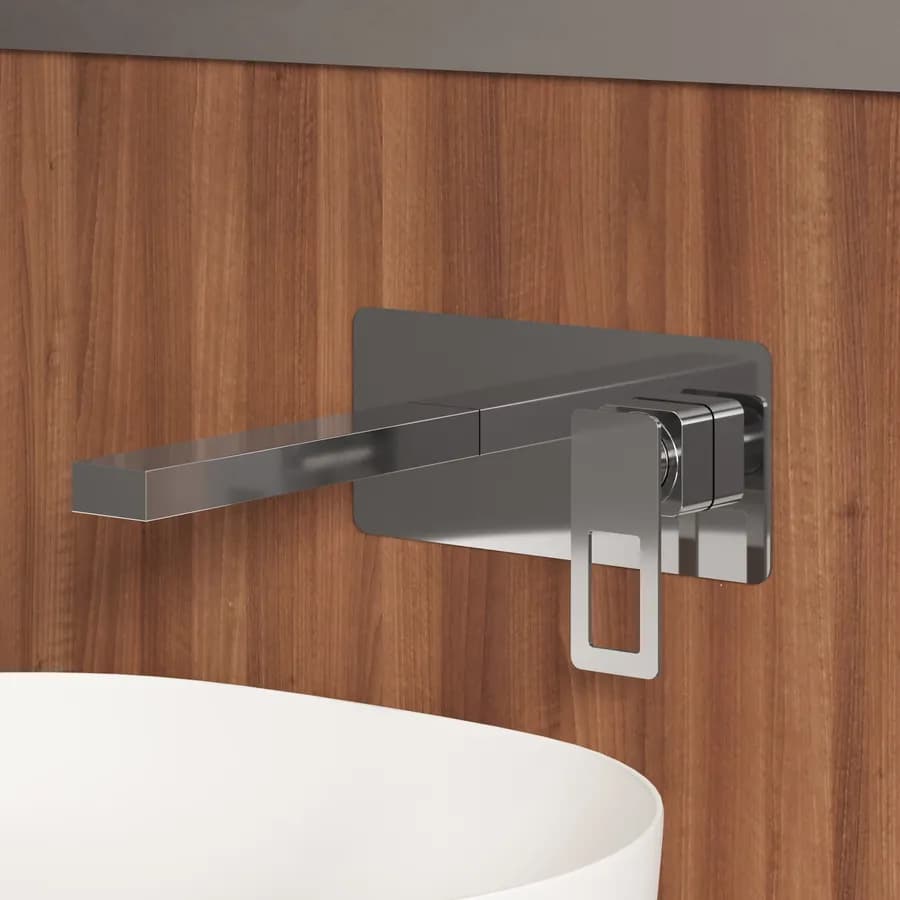 Miscelatore lavabo a muro con piastra cromo - Thano