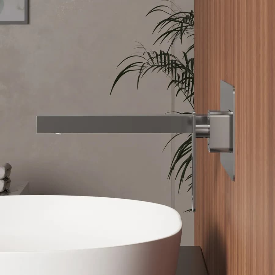 Miscelatore lavabo a muro con piastra cromo - Thano