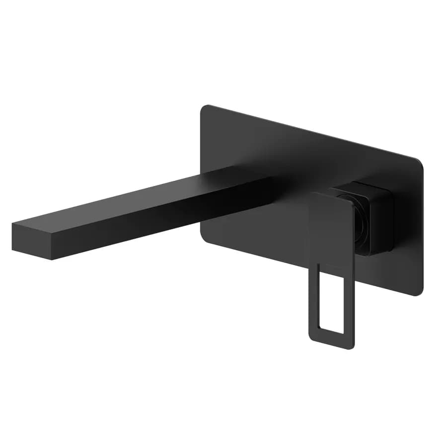 Miscelatore lavabo a muro con piastra nero opaco - Thano